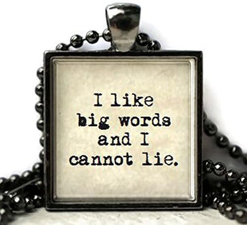 I like big words necklace - book lover gift - hand-poured resin - made to order - choose your setting