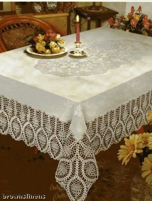 VINYL WHITE TABLECLOTH,CROCHET LACE 60X90LARGE