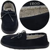 Izod Black Micro Suede Slippers for Men