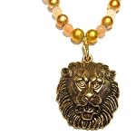 Moonstone Necklace 02 Pendant Gold Lion Beaded Crystal Healing Gemstone Reiki 18