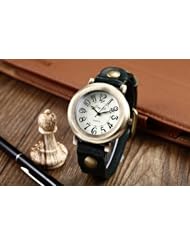 Youyoupifa Fashion Vintage Analog Display Quartz Green Leather Strap Casual Watch