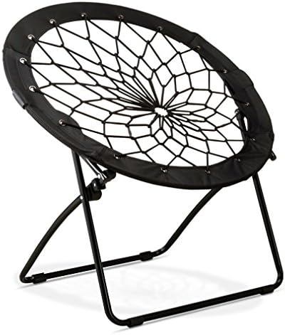 CAMPZIO Bungee Chair Round Bungee Chair Folding Comfortable Lightweight Portable Indoor Outdoor - Black