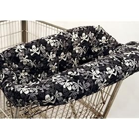 SHOPPING CART AND HIGH CHAIR COVER BLACK SKULLS