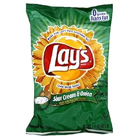 Lay's Potato Chips, Sour Cream & Onion, 1.5-Ounce Large Single Serve Bags (Pack of 64)