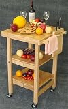 Oasis Concepts Natural Wood All Purpose Folding Island with Knife Block 22.5x21x36-in.