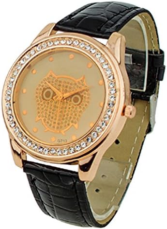 Goldtone Crystal Owl Face Watch Surrounded by Handset Crystal Woman Watch:304