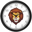 Lion (Head) Cartoon JP Wall Clock by WatchBuddy Timepieces (Hunter Green Frame)
