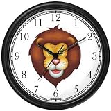 Lion (Head) Cartoon JP Wall Clock by WatchBuddy Timepieces (Hunter Green Frame)