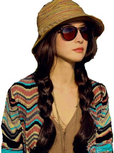 NSSTAR Woman Bohemia Straw hat w/ Wide Brim Roll-up Sun Visor