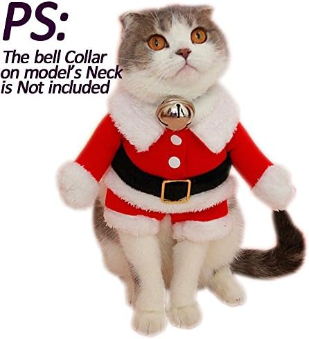 Rocpet Pet Christmas Santa Claus Suit Costume for Small Boy Dogs &amp; Male Cats Jumpsuit Winter Coat Warm Clothes (XS)