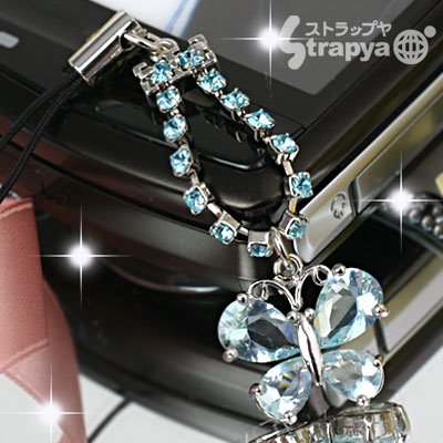 Cover image : 夢に舞い、愛、輝く★キュービックジルコニアの蝶々ストラップ(アクアブルー)