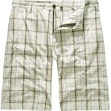 BURNSIDE Mens 23" Plaid Shorts - White/Brown