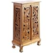 Handmade Asian Furniture - 40" Chinese Dragons Storage Cabinet / End Table - Natural Finish