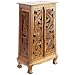 EXP Handmade Asian Furniture - 40" Chinese Dragons Storage Cabinet / End Table - Natural Finish
