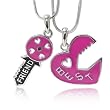 Fuchsia Epoxy Best Friend Two Pendants Necklace Fashion Jewelry -- 2 Necklaces