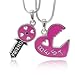 Fuchsia Epoxy Best Friend Two Pendants Necklace Fashion Jewelry