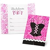 Amscan Bachelorette Party Folded Invitations (8 Piece), 3-7/8 x 5-5/8", Pink/Black