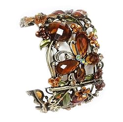 Golden Brown Crystal Butterfly Bangle Bracelet Fashion Jewelry
