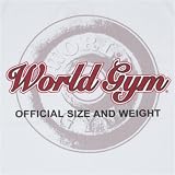 TS-03 World Gym Tee Shirt - Official Size and Weight Logo