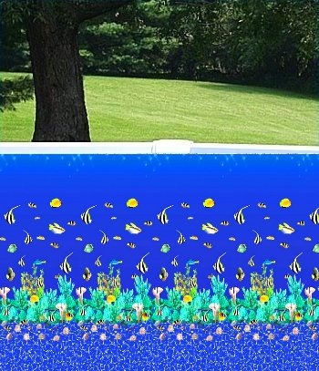 Standard Aquarium Tile Overlap Liner for 24ft Round Above Ground Pool with 48in or 52in Sidewall