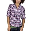 Mossimo Supply Co. Juniors Plaid Top - New Pink/Purple/Navy
