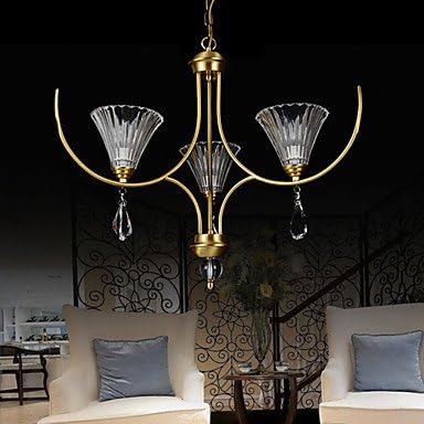 Crystal Chandelier,3 Lights, Retro Style Antique Brass Silver Brazing Copper 220V