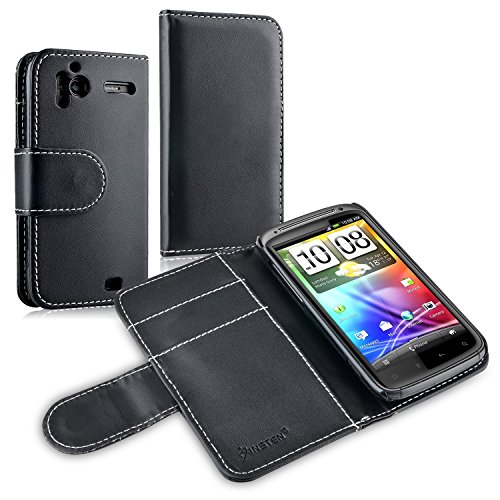Insten Leather Case with Card Holder Compatible with HTC Sensation 4G, Black