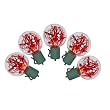 Set of 25 Red LED G40 Tinsel Christmas Lights - Green Wire