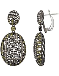 14K White Gold 1.8ct Big Ball of Fire White & Yellow Diamond Dangle Earrings