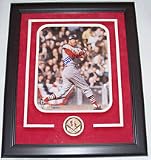 Stan Musial Autographed Action Custom Framed 8 x 10 Photograph with Team Medallion