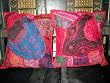 2 Pink Gujrati Embroidered Sari Toss Pillow Cushion Covers