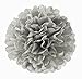 HEARTFEEL 12pcs 10 inch 8inch Tissue Paper Pom-poms Yellow Cream Grey Outdoor Decoration Tissue Paper Pom Poms Party Balls Wedding Christmas Xmas Decoration (Yellow Cream Grey)