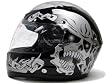 Black Silver Skull Chain Full Face Motorcycle Street Sport Bike Helmet DOT (Xlarge)