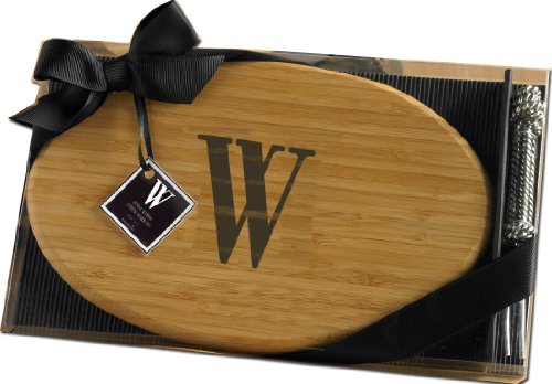Mud Pie Initial Oval Board and Fork Set, 10-Inch by 6-1/2-Inch, W