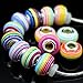 RUBYCA 100Pcs Mix Striped Large Hole Beads Acrylic fit European Charm Bracelet for Jewelry Making