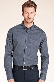 Autograph Pure Cotton Long Sleeve Marl Gingham Checked Shirt