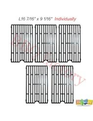 Lawn & Patio: BBQ factory 61271(5-pack) Porcelain Cast Iron Cooking Grid Replacement for Select Gas Grill Models By Chargriller, Jenn-air and Others - bbq factory