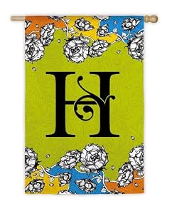 Gablecrest Monogram Silk Reflections Regular Size Flag - H