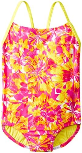 Speedo Big Girls' Tie Dye Blaze Keyhole One Piece, Pink, 8