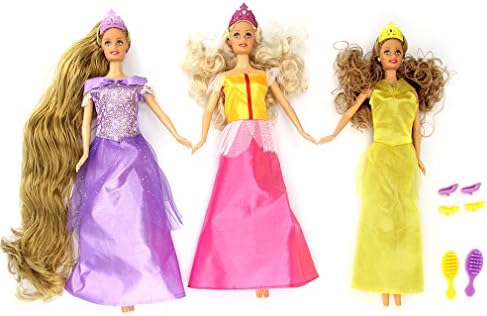Zhencheng African-American Barbie Birthday Princess Doll with Formal Gown Dress,Set of 3