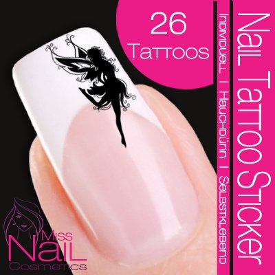 Nail Tattoo Sticker Feen / Elfen - schwarz Preisvergleich