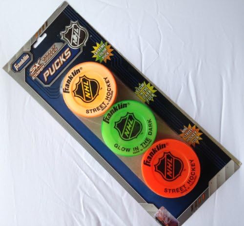 FRANKLIN Extreme Color & Glow-in-the-Dark NHL Vinyl STREET HOCKEY PUCK (Pack of 3)