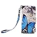 S6 Edge+ Case, Galaxy S6 Edge Plus Case, Cellularvilla [Stand Feature] [Slim Fit] Wallet Case, Premium Pu Leather Flip Cover [Card Slots] for Samsung Galaxy S6 Edge+ / S6 Edge Plus (Blue Butterfly)