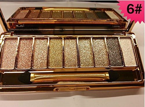 Mf Cosmetic 9 Colors Diamond Bright Colorful Makeup Eye Shadow Set Flash Glitter Eyeshadow Palette with Brush (#6) by MF Cosmetic