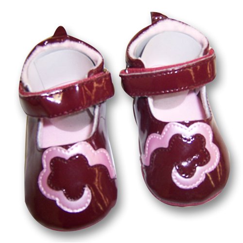 Infant Toddler Girl's Patent Shoe with Pink Flower Applique