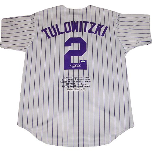 Steiner Sports MLB Colorado Rockies Rookie of the Year Tulowitzki Replica Rockies Road Jersey with Embroidered Stats (Limited Edition of 22)