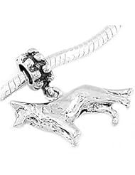 Sterling Silver Three Dimensional Large German Shepherd Dog Dangle Bead Charm