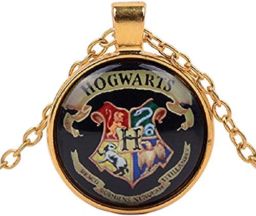Pendant Necklace Black Hogwarts Pendant Necklace with 22" Gold Chain in Gift Box