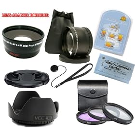 VCC113 KIT 58MM 0.45x Wide Angle with Macro + 2.0x Telephoto Lens + 3 PIECE Multi Coated Filter KIT (UV, C-PL, F-DL) + LENS Hood + LENS CAP + Lens Adapter for CANON PowerShot G7 G9 Digital Camera