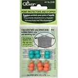 Point Protectors and Stoppers for Knitting Needles Size #0-10-1/2 Aqua/Pink, 6-Piece
